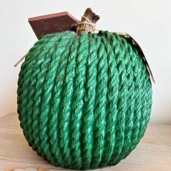 Gorgeous Emerald Green Textured Pumpkin With Hello Fall Tag - NWT